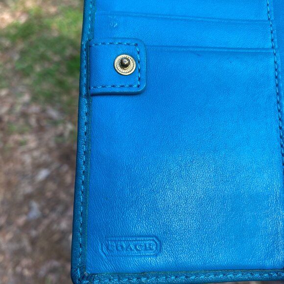 Coach Teal Leather Small Bifold Wallet - Picture 11 of 13